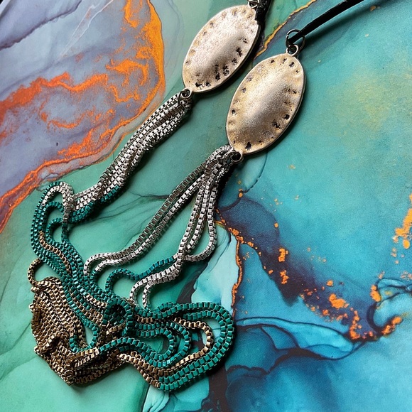 Boho Rope Necklace. Western Style Long Tassels Necklace Tie Leather Necklace. - Picture 10 of 11